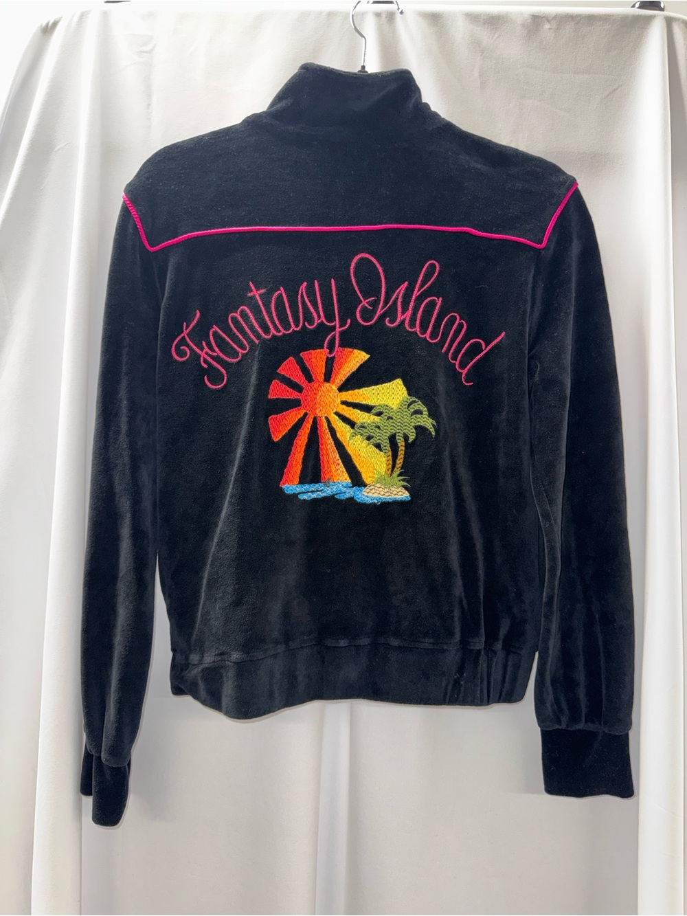 See By Chloe Fantasy Island Black Velvet Jacket with Tropical Embroidery
